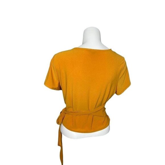 Womens Bar III Marigold Yellow "Desert Sunset" Wrap Side Tie‎ Top sz Large - Picture 5 of 9